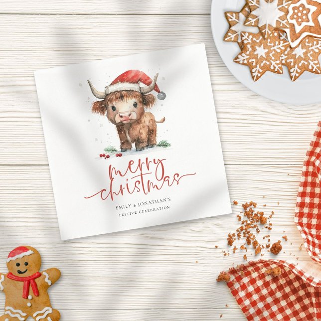 Serviette En Papier Santa Hat Highland Nom de la vache Joyeux Noël (Créateur téléchargé)