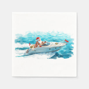 Serviette En Papier Santa Sailing – Noël tropical au bord de la mer