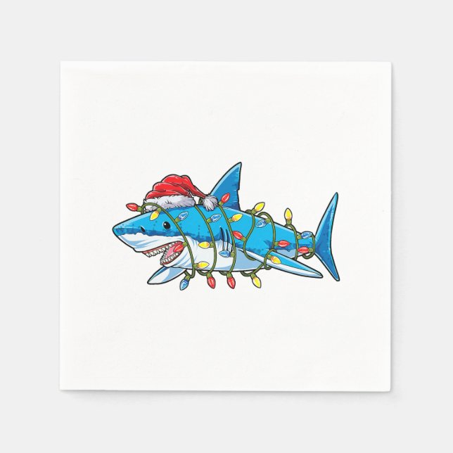Serviette En Papier Santa Shark Christmas Lights Sharkma Tree Xmas Bo (Devant)