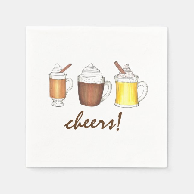 Serviette En Papier Santé! Boissons chaudes d'hiver Festive Fête de va (Devant)