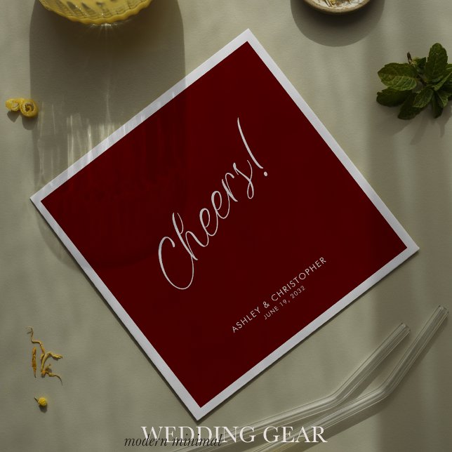 Serviette En Papier Santé! Crimson Red Minimal Toute Occasion Cocktail (Créateur téléchargé)