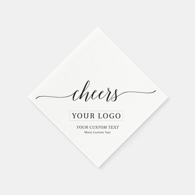Serviette En Papier Santé | Simple Black Business Logo Texte personnal (Coin)
