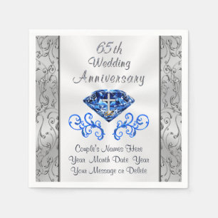 Serviette En Papier Saphir chrétien personnalisé 65e anniversaire de m
