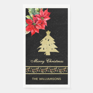 SERVIETTE EN PAPIER SAPIN DE NOËL ÉLÉGANT MODERNE À L'AQUARELLE