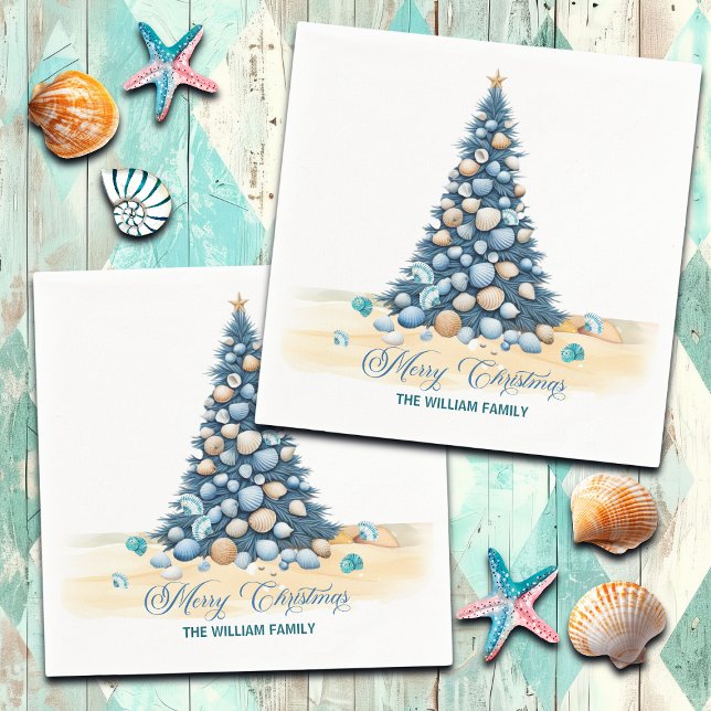 Serviette En Papier Sapin de Noël Plage Joyeux Noël (Créateur téléchargé)