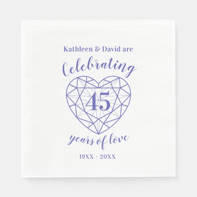 Serviette En Papier Sapphire anniversaire 45 ans d'amour serviettes (Devant)