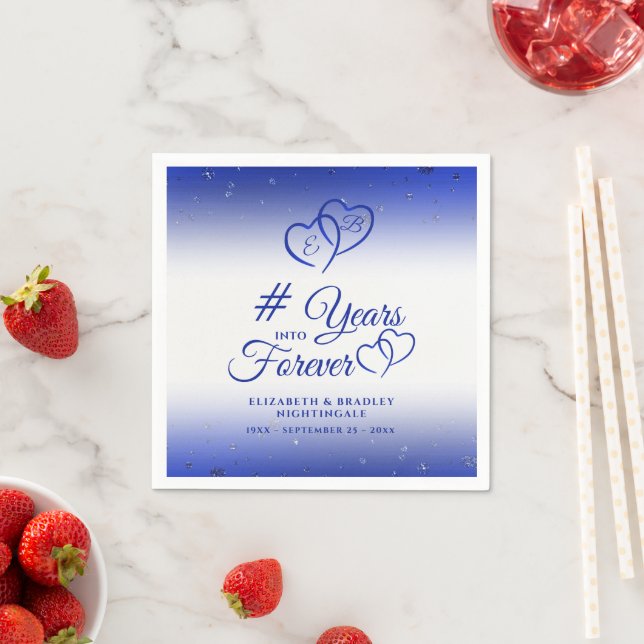 Serviette En Papier Sapphire Anniversaire Coeurs des années à jamais (En situation)