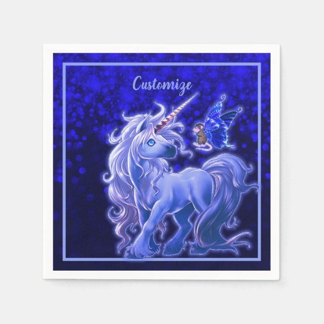 Serviette En Papier Sapphire Sparkle Blue Unicorn (Devant)