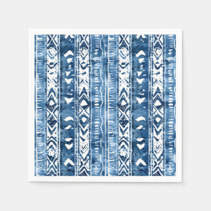 Serviette En Papier Sashiko blanc et bleu