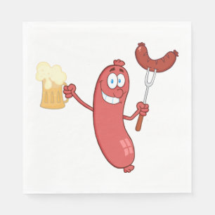 Serviette En Papier Saucisses Et Bière