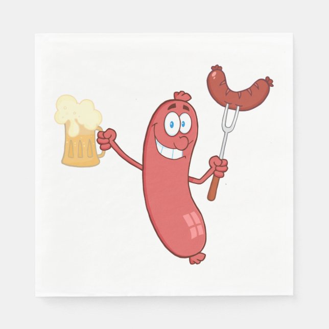 Serviette En Papier Saucisses Et Bières (Devant)