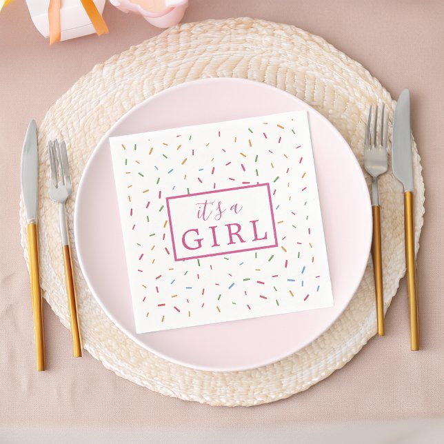 Serviette En Papier Saupoudrages colorés C'est une fille papier Baby s (Colorful Sprinkles It's A Girl Baby Shower Paper Napkins)