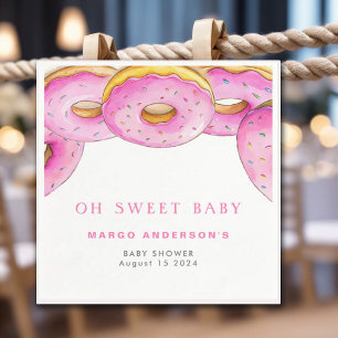 Serviette En Papier Saupoudrer les beignets Aquarelle Baby shower rose