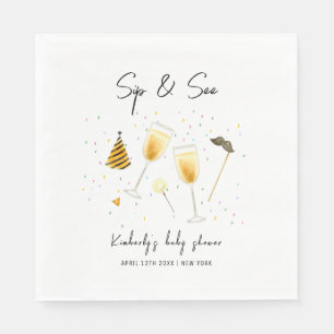 Serviette En Papier Saupoudrer Sip et voir Baby shower de verre de Cha