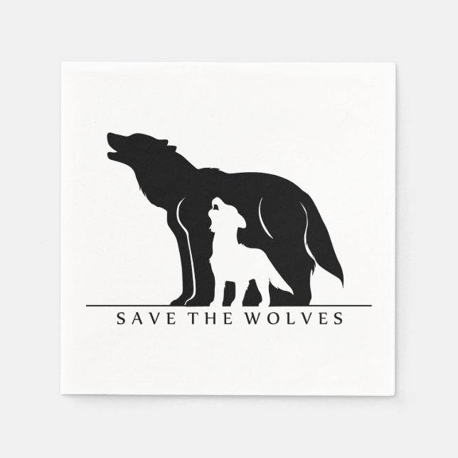 Serviette En Papier Sauvez les loups (Devant)