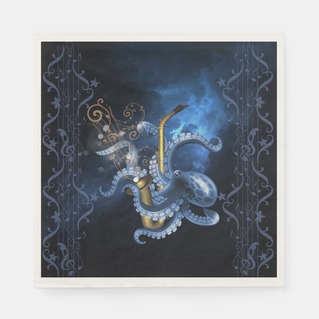 Serviette En Papier Saxophone de musique avec poulpe (Devant)