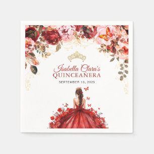 Serviette En Papier Scarlet Enchantée Florale Princesse Quinceanera