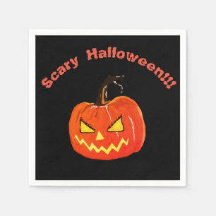 Serviette En Papier Scary Halloeen Cocktail Napkin Citrouille