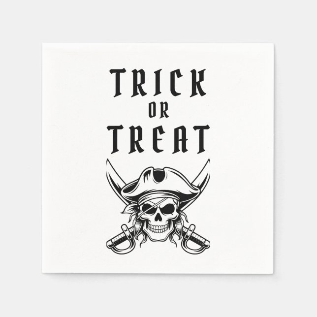 Serviette En Papier Scary Pirate Skull Trick Or Treat Halloween (Devant)