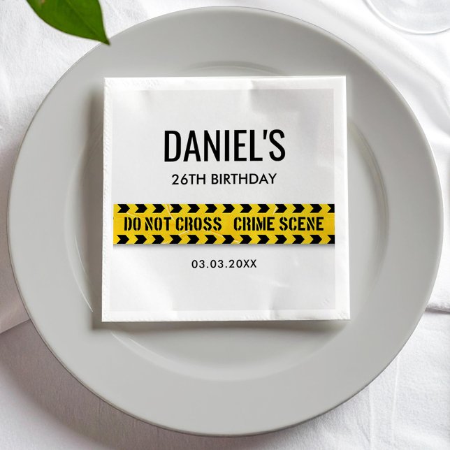Serviette En Papier Scène de crime fête d'anniversaire avec bande de p (Créateur téléchargé)
