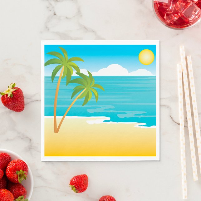 Serviette En Papier Scène De Plage De Palm Tree (Créateur téléchargé)