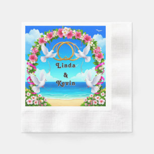 Serviette En Papier Scène de plage romantique avec arche florale