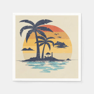 Serviette En Papier Scène estivale tropicale