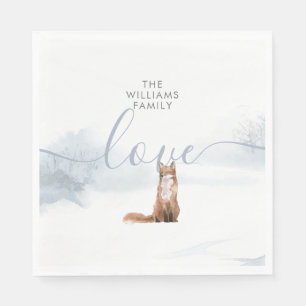 Serviette En Papier Scène forestière hivernale Renard