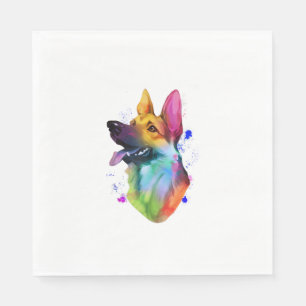 Serviette En Papier Schéma de peinture à l'aquarelle arc-en-ciel allem