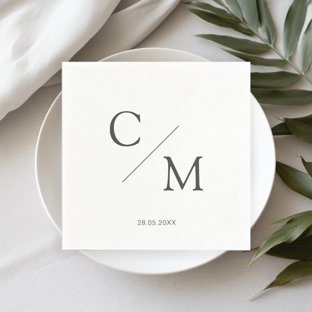 Serviette En Papier Schlicht élégante Monogramm Serviette (Créateur téléchargé)