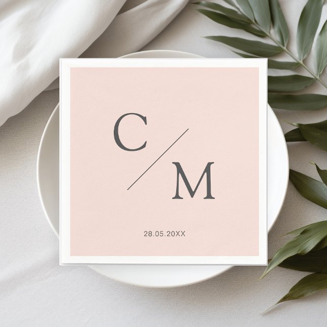 Serviette En Papier Schlicht élégante Monogramm Serviette (Créateur téléchargé)