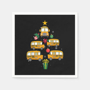 Serviette En Papier School Bus Christmas Tree Funny Boys Girls Kids Xm