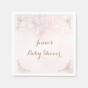Serviette En Papier Scintille petite étoile rose gold Baby Shower