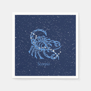 Serviette En Papier Scorpio Constellation et signe Zodiaque avec étoi