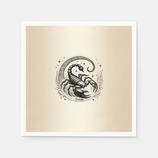 Serviette En Papier Scorpion Croissant Lune Astrologie Zodiac Scorpio (Devant)