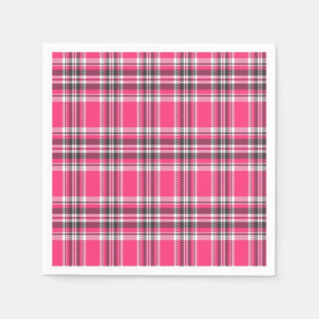 Serviette En Papier Scotland Pink et Black Tartan Plaid (Devant)