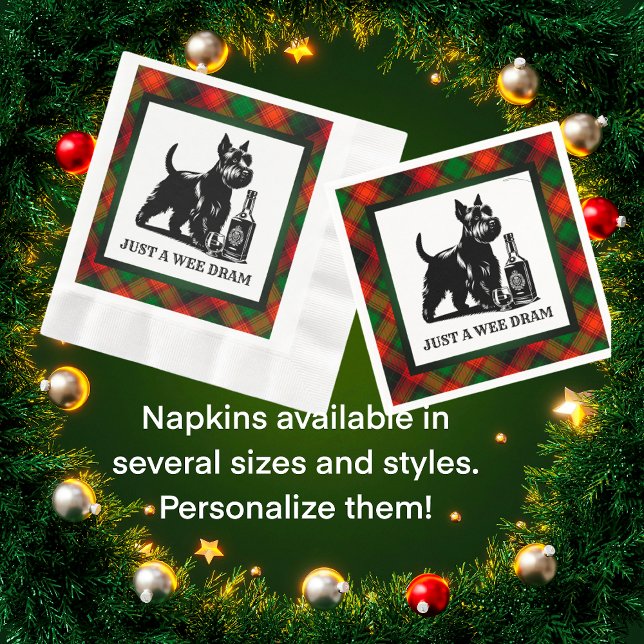 Serviette En Papier Scottish Terrier Customisé Wee Dram Tartan (Great stocking stuffers or hostess gifts!)