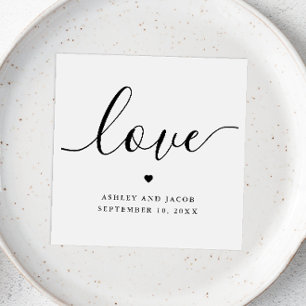 Serviette En Papier Script Amour Mariage Élégant Minimaliste Romanti