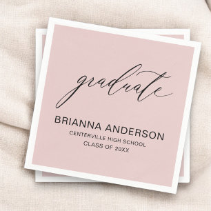 Serviette En Papier Script Blush Pink Graduate Graduate