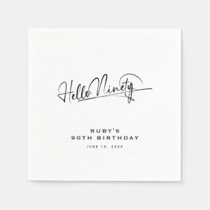 Serviette En Papier Script Bonjour Quatre-Vingt-Dix Minimaliste 90e An