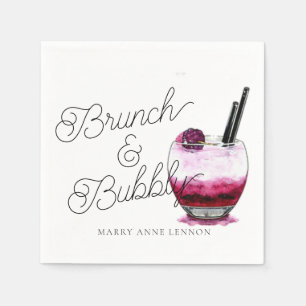 Serviette En Papier Script Bridal Brunch et Cocktail Bubbly Napkins