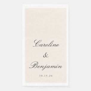Serviette En Papier Script classique Mariage élégant Nom personnalisé 