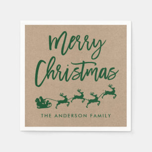 Serviette En Papier Script de brosse moderne Kraft Père Noël Christmas