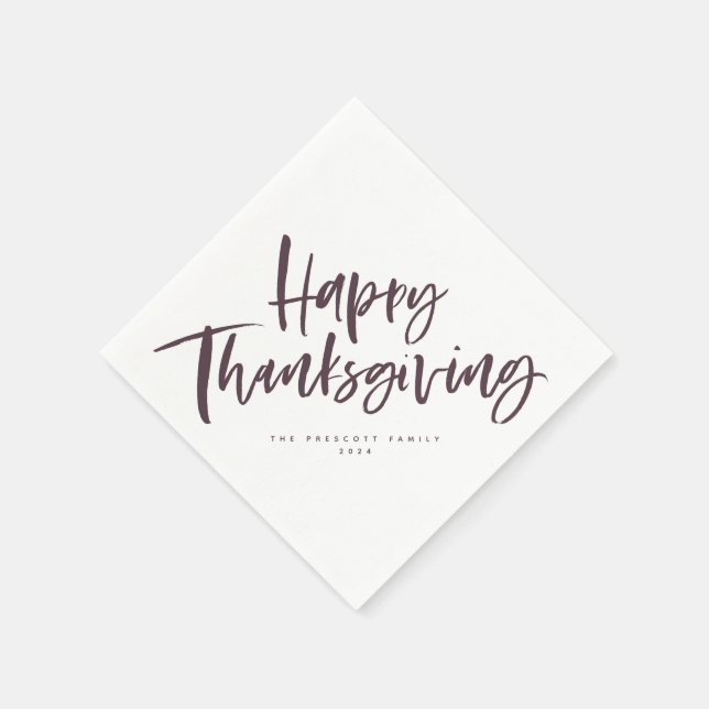 Serviette En Papier script de brosse violet bon thanksgiving (Coin)
