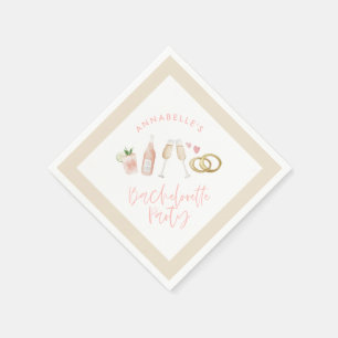Serviette En Papier Script de cocktail moderne rose girly bachelorette
