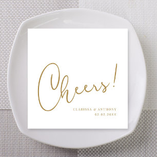 Serviette En Papier Script de mariage surdimensionné avec noms "Cheers