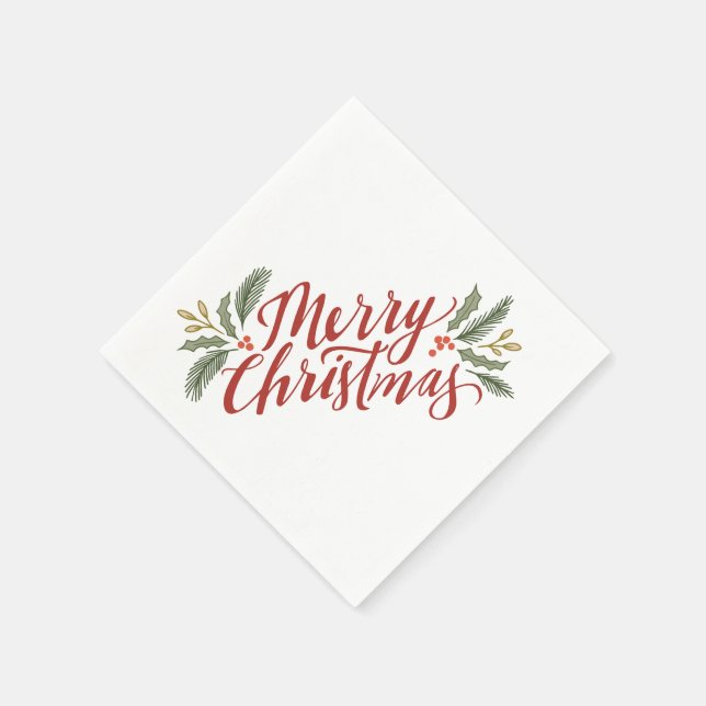 Serviette En Papier Script de Noël et vacances vertes (Coin)