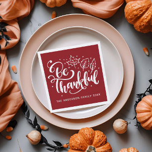 Serviette En Papier Script de Thanksgiving Soyez Reconnaissant Récolte