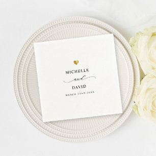 Serviette En Papier Script élégant moderne minimaliste Mariage or