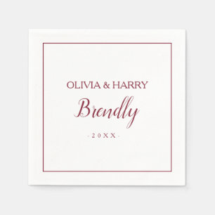 Serviette En Papier Script élégant   Papier Mariage blanc Napkin